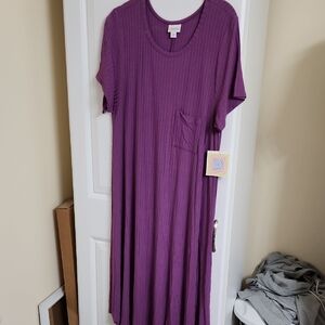 Lularoe Carly Purple Ribbed Dress, NWT